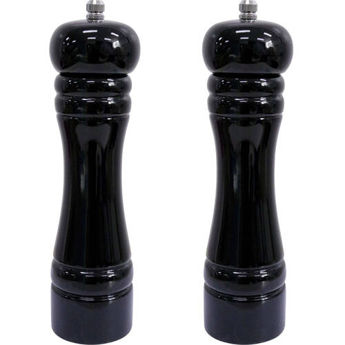 2PK LVD Timber Wooden Kitchen Salt/Pepper Grinder Mill Medium 5x5x22cm Black
