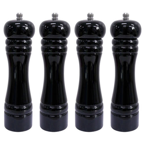 4PK LVD Timber Wooden Kitchen Salt/Pepper Grinder Mill Medium 5x5x22cm Black