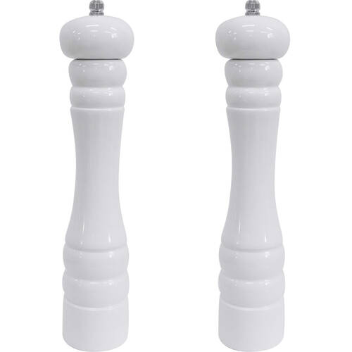 2PK LVD Timber Wooden Sleek Tall Salt/Pepper Grinder Large 5x5x27cm White