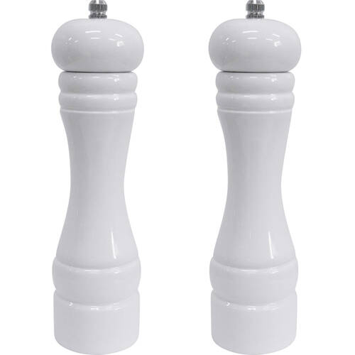 2PK LVD Timber Wooden Kitchen Salt/Pepper Grinder Mill Medium 5x5x22cm White