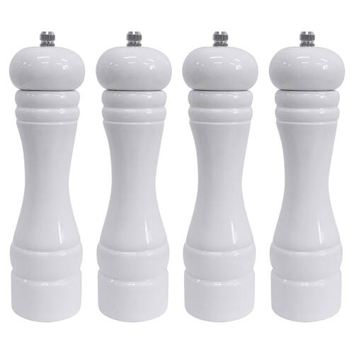4PK LVD Timber Wooden Kitchen Salt/Pepper Grinder Mill Medium 5x5x22cm White