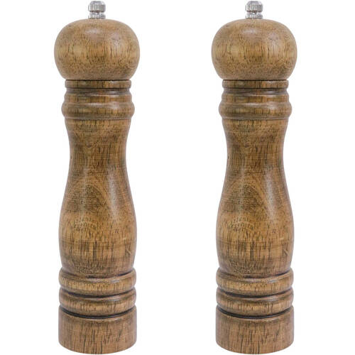 2PK LVD Timber Wooden Kitchen Salt/Pepper Grinder Mill Medium 5x5x22cm Oak