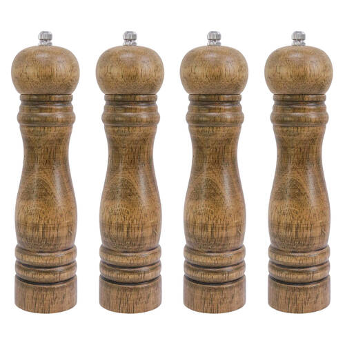 4PK LVD Timber Wooden Kitchen Salt/Pepper Grinder Mill Medium 5x5x22cm Oak