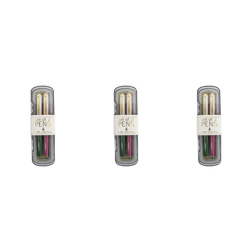 3x 2pc LVD Plastic/Metal Pen Writing Stationery 17cm - Aqua & Pink