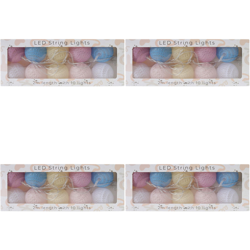 4PK LVD LED 2m String 10 Lights Pastel Home/Nursery Decor Children/Baby