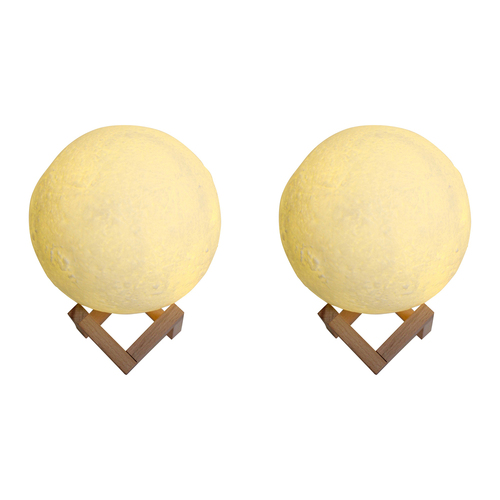 2PK LVD Usb Moon Lamp Home/Nursery Decor Children/Baby w/ Wood Frame 17x21cm