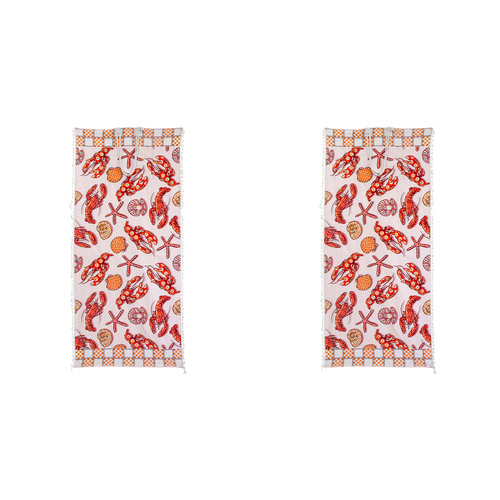 2PK LVD Beach Towel With Portable Carry Bag Lobster Microfibre 80x180cm