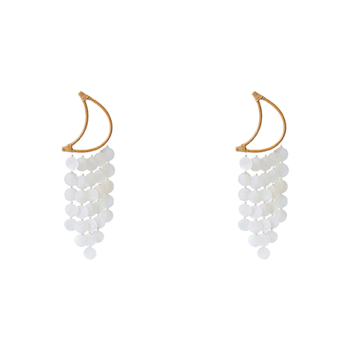 2PK LVD Bamboo/Capiz Moon Dreamcatcher 23x7cm - White