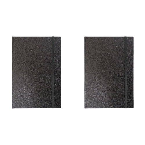 2PK LVD 21cm Notebook A5 Writing Stationery 80 Pages Glitter Black