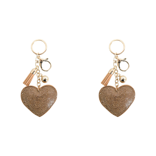 2PK LVD 14cm Metal Keyring Charm Key Tag Accessory Heart