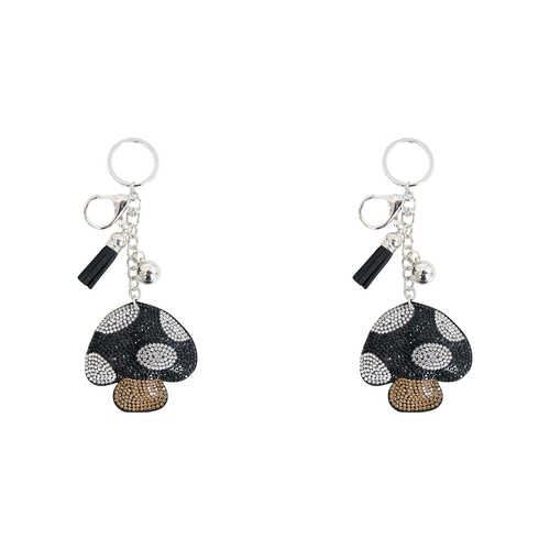 2PK LVD 15cm Metal Keyring Charm Key Tag Accessory Mushroom