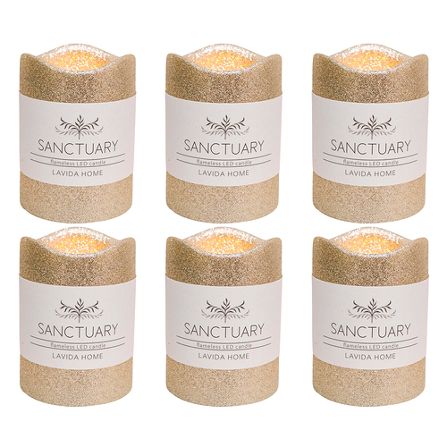 6PK LVD Flameless Candle Small Champagne Decorative Home/Lounge Decor