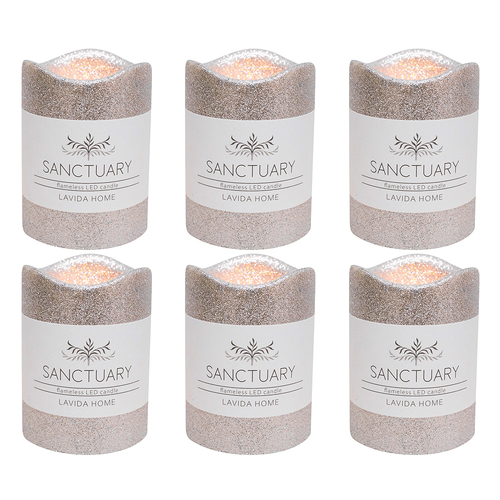6PK LVD Flameless Candle Small Silver Decorative Home/Lounge Decor
