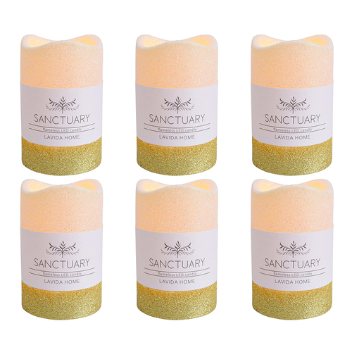 6PK LVD Flameless Candle Medium Gold Ombre Decorative Home/Lounge Decor