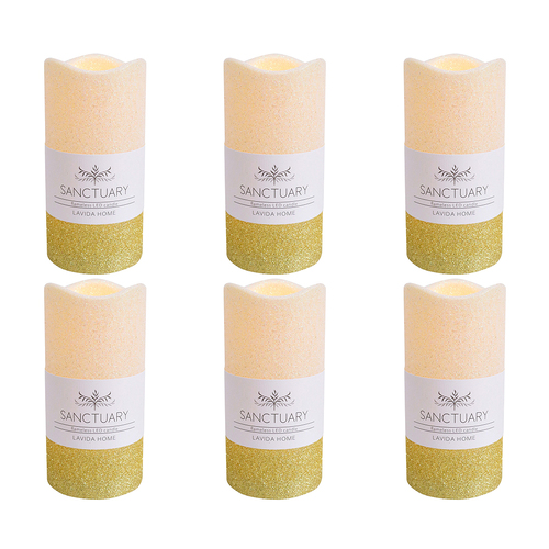 6PK LVD Flameless Candle Large Gold Ombre Decorative Home/Lounge Decor