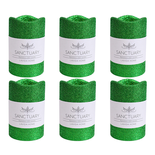 6PK LVD Flameless Candle Medium Green Decorative Home/Lounge Decor