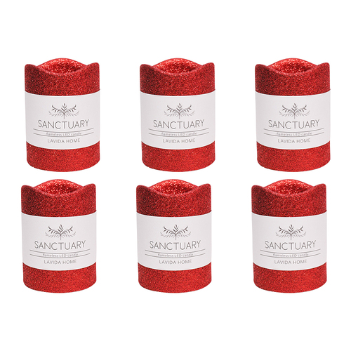 6PK LVD Flameless Candle Small Ruby Decorative Home/Lounge Decor