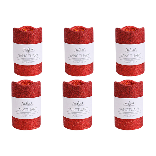 6PK LVD Flameless Candle Medium Ruby Decorative Home/Lounge Decor