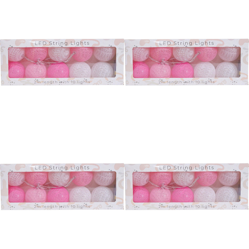 4PK LVD Plastic 2m LED String 10 Lights Pinks Home/Nursery Decor Children/Baby