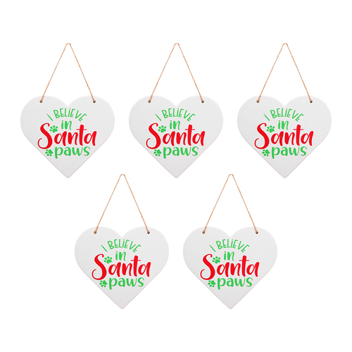 5PK LVD Heart Santa Paws Decorative Sculpture Home/Lounge Decor