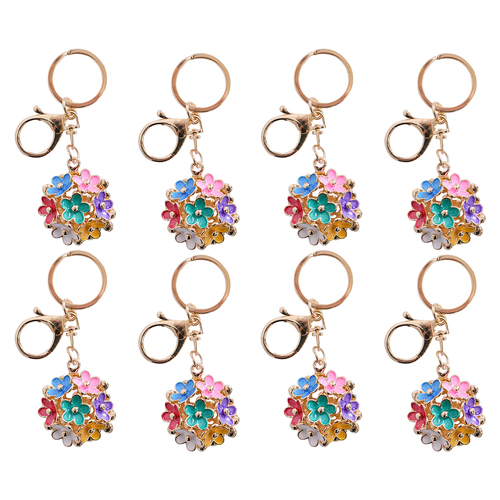 8PK LVD Keyring Flower Ball Multi Stylish Womens Fashion