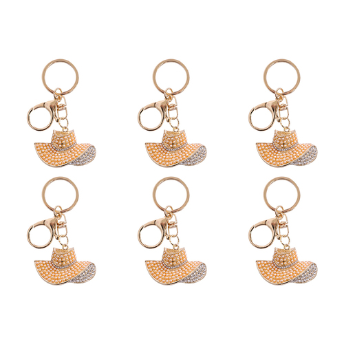 6PK LVD Keyring Cowgirl Hat Themed Womens Stylish Key Chain 