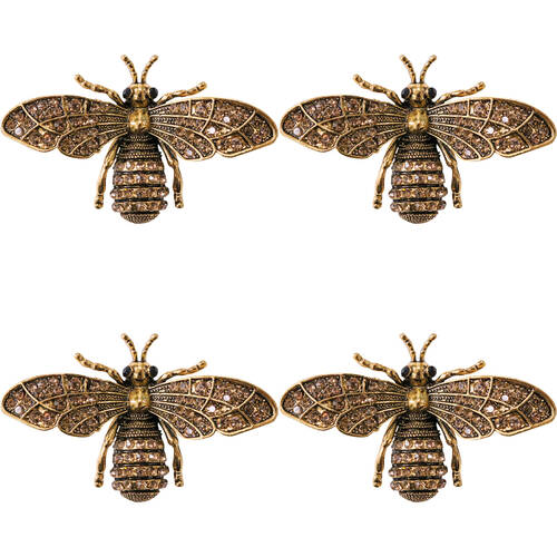 4PK LVD Metal Bumblebee Fridge Display Magnet 5.5x3.5cm Shimmering Gold