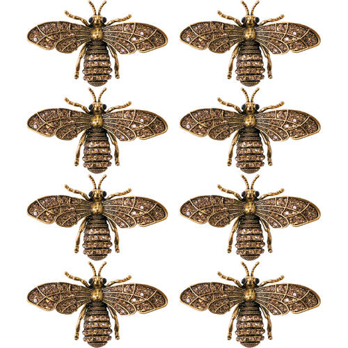8PK LVD Metal Bumblebee Fridge Display Magnet 5.5x3.5cm Shimmering Gold