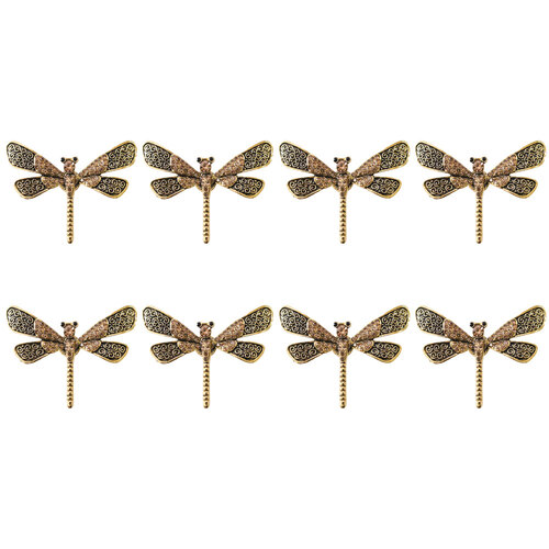 8PK LVD Metal Fridge Magnet Gold Dragonfly Home/Kitchen Decor 5.5cm
