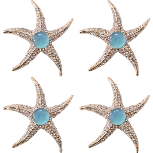 4PK LVD Magnet Diamonte Starfish Decorative Home Decor Ornament 5.5x5.5cm