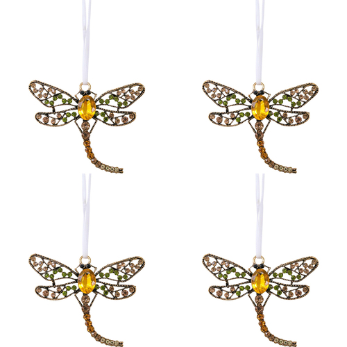 4PK LVD 9x7cm Metal Large Dragonfly Ornament Hanging Home/Office Decor