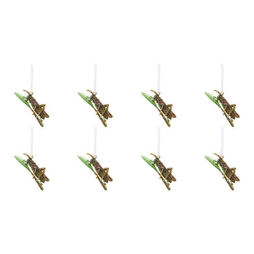 8PK LVD 3x7cm Metal Gatsby Grasshopper Ornament Hanging Home Decor
