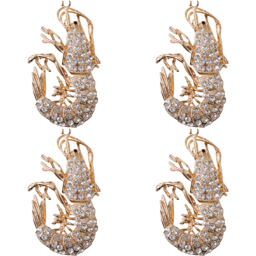 4PK LVD Ornament Diamonte Prawn Decorative Home Decor Ornament 5x8cm