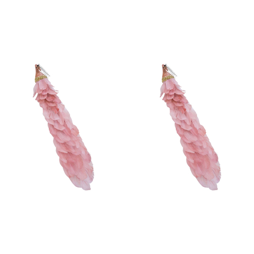 2PK LVD Clip Peacock Dusty Pink Decorative Sculpture Home/Lounge Decor