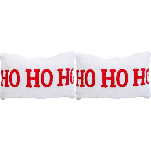 2PK LVD Furry Ho Ho Ho Cushion Pillow Christmas Bedding/Sofa Decor 35x55cm
