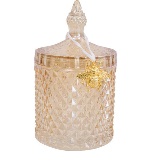 LVD Glass Cruz Trinket Storage Decor Round 18.5cm - Amber