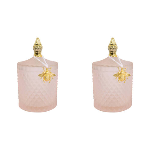 2PK LVD Glass Cruz Trinket Storage Decor Round 18.5cm - Sand