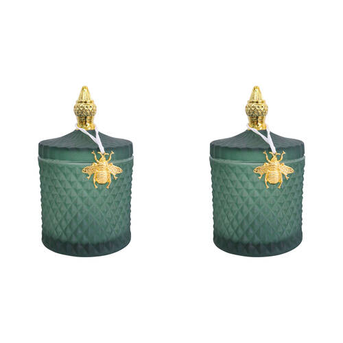 2PK LVD Glass Cruz Trinket Storage Decor Round 18.5cm - Forest