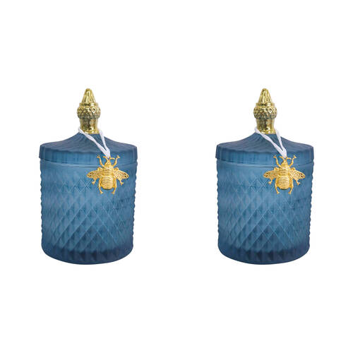 2PK LVD Glass Cruz Trinket Storage Decor Round 18.5cm - Capri