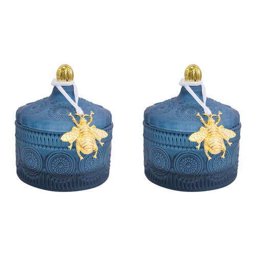 2PK LVD Glass Chloe Trinket Box Storage Decor Round 10cm - Capri