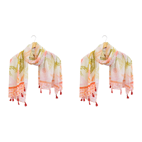 2x LVD Scarf/Sarong Women Beach Shawl Cover Up 90x180cm Polyester Pastel Palms