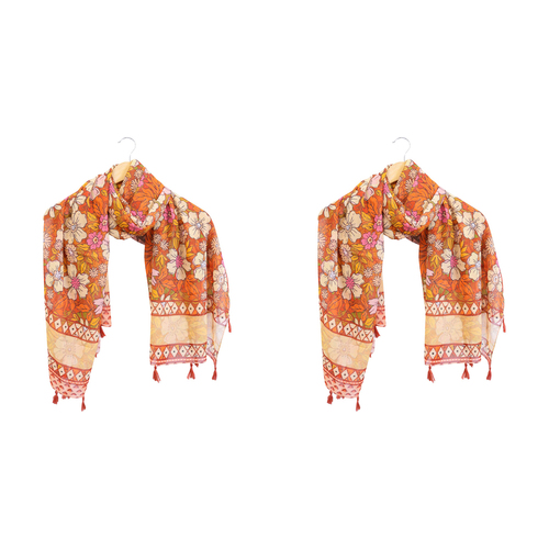 2x LVD Scarf/Sarong Women's Beach Shawl Cover Up 90x180cm Polyester Wild Flower