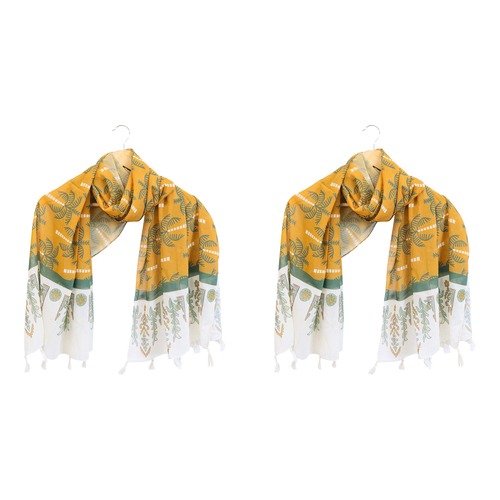 2x LVD Scarf/Sarong Women's Beach Shawl Cover Up 90x180cm Polyester Block Print