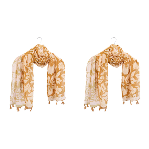 2x LVD Scarf/Sarong Women Beach Shawl Cover Up 90x180cm Polyester Mustard Folk