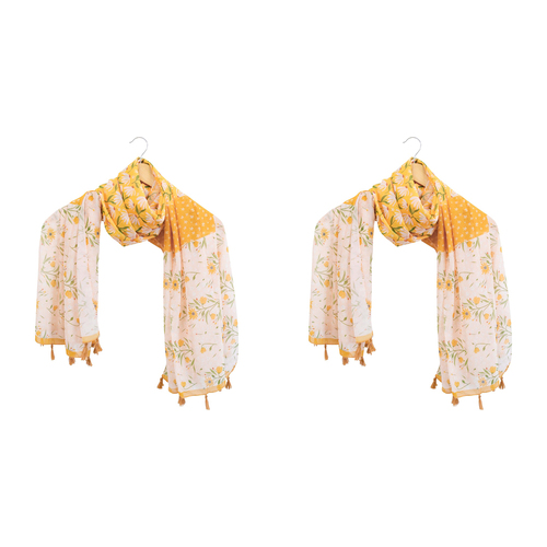 2x LVD Scarf/Sarong Women Beach Shawl Cover Up 90x180cm Polyester Ditsy Mustard