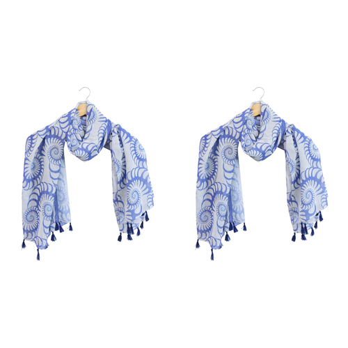 2x LVD Scarf/Sarong Women Beach Shawl Cover Up 90x180cm Polyester Modern Shells