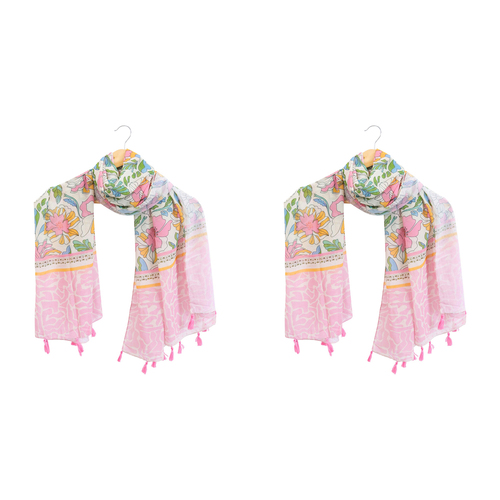2x LVD Scarf/Sarong Women Beach Shawl Cover Up 90x180cm Polyester Retro Floral