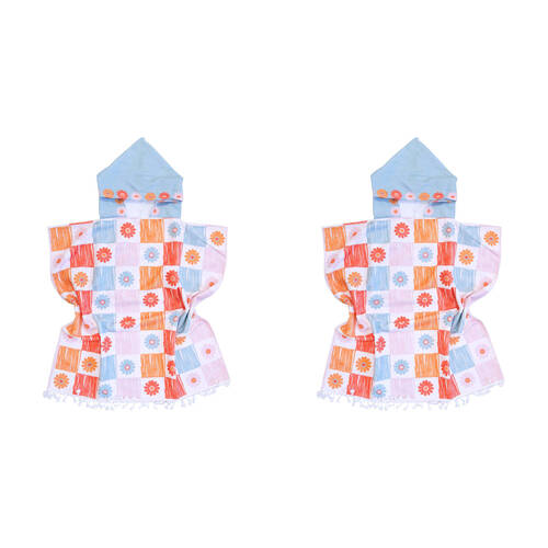 2PK LVD Kids Microfibre Poncho Towel w/ Bag 70cm Crayon