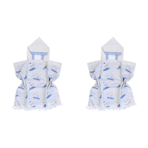 2PK LVD Kids Microfibre Poncho Towel w/ Bag 70cm Surfers