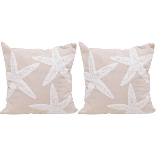 2PK LVD Starfish Decorative Home Cushion Pillow 43x40x10cm Natural Soft Beige